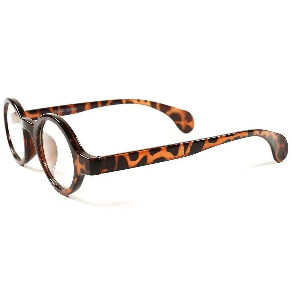 Tortoise Vintage Retro Style Hippie Mens Womens Clear Lens Glasses Round Frame
